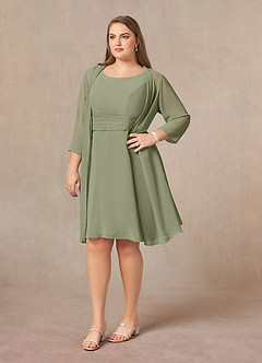 Azazie Shirley Mother of the Bride Dresses Pistachio A-Line Scoop Pleated Chiffon Dress image10