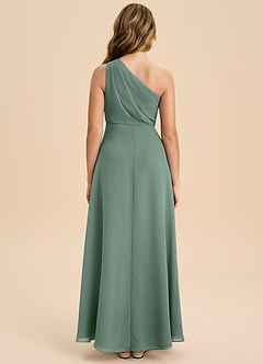 Azazie Phaedra Junior Eucalyptus A-Line Pleated Chiffon Dress image2