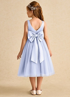 Azazie Firefly Flower Girl Dresses Lavender A-Line Bow Matte Satin Dress image5