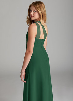 Azazie Maive Junior Dark Green A-Line Pleated Chiffon Dress image6