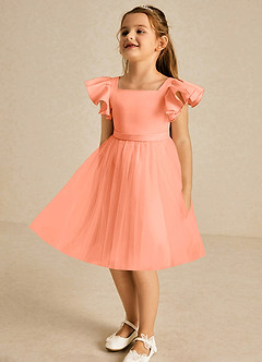 Azazie Kaeya Flower Girl Dresses Sunset A-Line Bow Tulle Dress image4