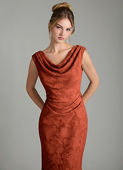 Azazie Kieryn Bridesmaid Dresses Auburn Mermaid Pleated Floral Burnout Dress image6