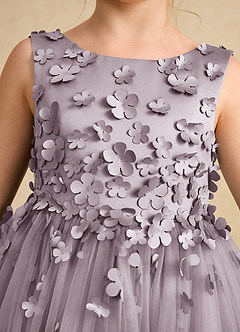 Azazie Lana Blumenmädchenkleider A-Linie ärmellos Matte Satin Kleid Dämmerung image6