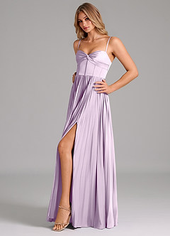 Azazie Akiko Robes de demoiselle d'honneur Robe Trapèze en Satin extensible Encolure en Forme de Cœur Frostiges Flieder image6