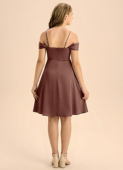 Azazie Anselie Junior Vestido de Expresado de Satén Elástico de Corte en A con Plisado image2