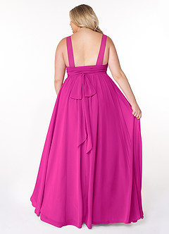Azazie Kora Bridesmaid Dresses Fuchsia A-Line Pleated Chiffon Dress image2