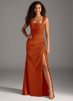 Azazie Jesaphine Bridesmaid Dresses Paprika Sheath Bow Chiffon Dress image4