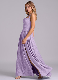 Azazie Francis Brautjungfernkleider A-Linie Korsett Blumen-Burnout Kleid Flieder image5