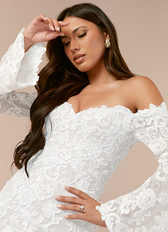 Azazie Arlette Wedding Dresses Diamond White Mermaid Sweetheart Sequins Tulle Dress image7