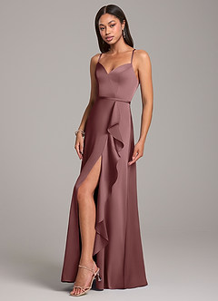 Azazie Naeem Bridesmaid Dresses Vintage Mauve A-Line Stretch Satin Dress image3