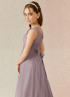 Azazie Georgette A-Line Lace Tulle Floor-Length Dress image6