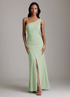 Azazie Madelyn Bridesmaid Dresses Dusty Sage Mermaid One Shoulder Chiffon Convertible Dress image7