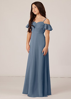 Azazie Juna Junior Twilight A-Line Off the Shoulder Chiffon Dress image3