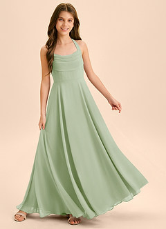 Azazie Kady Junior Dusty Sage A-Line Sweetheart Neckline Chiffon Dress image4