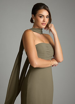 Azazie Saylor Brudtärnklänningar Klä av Sjöjungfru i Chiffong Axelbandslös Pilgrön image2