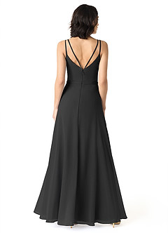 Azazie Janine Vestidos de damas de honor Vestido de Negro de Gasa de Corte en A con Cuello en V image4