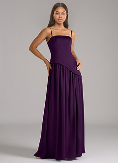 Azazie Adeline Bridesmaid Dresses Grape A-Line Strapless Stretch Satin Convertible Dress image7
