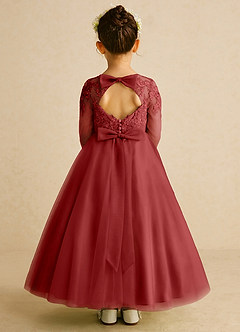 Azazie Precious Flower Girl Dresses Rust A-Line Lace Tulle Dress image1