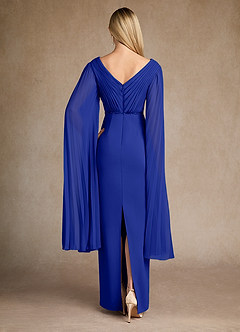 Azazie Ellsworth Mother of the Bride Dresses Royal Blue Column Pleated Stretch Crepe Dress image3