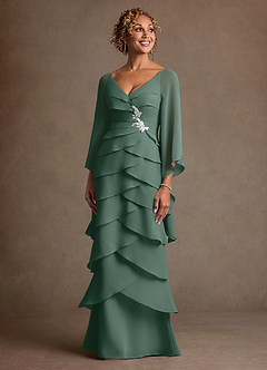 Azazie Arabinda Brudens mor kjoler Skede Ruchede Chiffon Gulv-længde Kjole image4