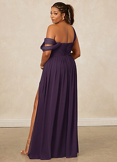 Christian Siriano Bridal for Azazie 1014 Bridesmaid Dresses Plum A-Line Off the Shoulder Chiffon Dress image11