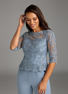 Azazie Florida Mother of the Bride Dresses Dusty Blue Jumpsuit/Pantsuit Sequins Chiffon Dress image9