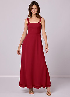 Barbie ♥ Azazie Bridesmaid Dresses Scarlet A-Line Pleated Chiffon Dress image3