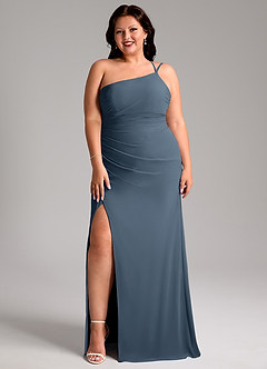Azazie Eren Bridesmaid Dresses Neptune Sheath One Shoulder Chiffon Dress image10