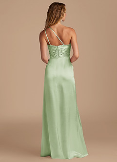 Azazie Eren Bridesmaid Dresses Dusty Sage Sheath One Shoulder Metallic Satin Dress image5