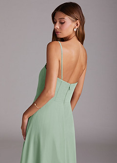 Azazie Wren Bridesmaid Dresses Agave A-Line Side Slit Chiffon Convertible Dress image8