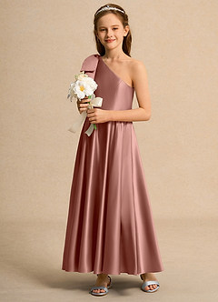 Azazie Guppy Girl Flower Girl Klänningar Klä A-Line i Matt satäng Ena axeln image5