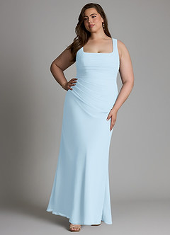 Azazie Agustina Bridesmaid Dresses Sky Blue Mermaid Corset Chiffon Dress image9