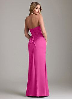 Azazie Lucille Bridesmaid Dresses Fuchsia Mermaid Strapless Stretch Satin Convertible Dress image2