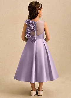 Azazie Kay Robe Demoiselle D'honneur Fillette Robe Trapèze en Mat Satiné Plissé Frostiges Flieder image2