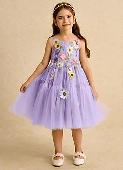 Azazie Osea vestidos de niña de las flores Vestido de Lila de Tul de Princesa con Plisado image6