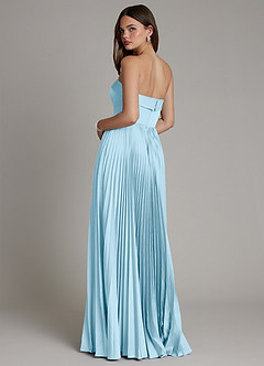 Azazie Mariana Bridesmaid Dresses Sky Blue A-Line Pleated Stretch Satin Dress image3