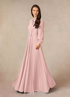 Azazie Adellah Mother of the Bride Dresses Powder Pink A-Line Pleated Chiffon Dress image2