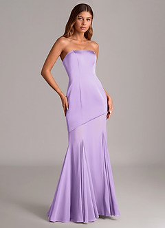 Azazie Uma Robes de demoiselle d'honneur Robe Sirène Convertible en Mousseline de soie Sans bretelles Lilas image3