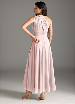 Azazie Charlize Bridesmaid Dresses Blushing Pink A-Line One Shoulder Chiffon Dress image2