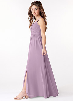 Azazie Evie Junior Wisteria A-Line Pleated Chiffon Dress image2