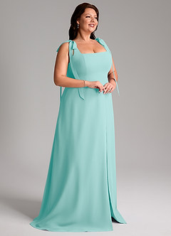 Azazie Debra Bridesmaid Dresses Aqua A-Line with Pockets Chiffon Convertible Dress image12