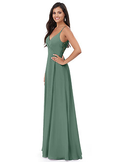 Azazie Lennon Bridesmaid Dresses Eucalyptus A-Line Lace Chiffon Dress image4