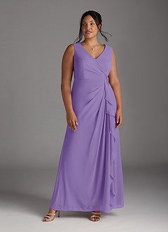 Azazie Manuella Mother of the Bride Dresses Tahiti A-Line V-Neck Pleated Chiffon Dress image13