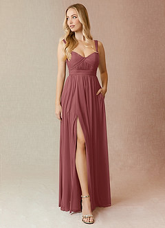 Azazie Reniya Bridesmaid Dresses Amethyst A-Line Pleated Mesh Convertible Dress image1
