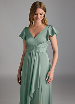 Azazie Omari Jurken voor bruidsmeisjes Jurk van Stretch Satijn met A-Lijn Zilveren Salie image4