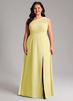 Azazie Phaedra Abiti da Damigella Abito A-Line in Chiffon Monospalla Sorbetto Al Limone image9