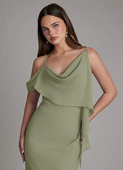 Azazie Yura Brautjungfernkleider Meerjungfrau-Linie Schulterfrei Chiffon Kleid Pistazie image2