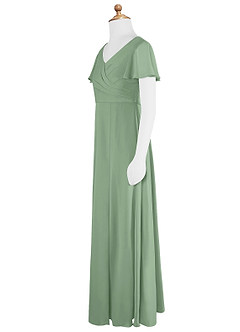 Azazie Induh Vestido de Matcha de Gasa/ Chiffon de Acampanado con Volante image8