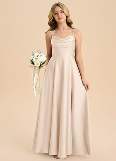 Azazie Bear Junior White Alabaster A-Line Sweetheart Neckline Stretch Satin Dress image7