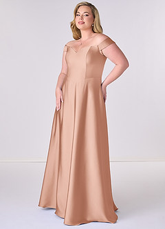 Barbie ♥ Azazie Brautjungfernkleider Wandelbar A-Linie Schulterfrei Stretch-Satin Kleid Roségold image9